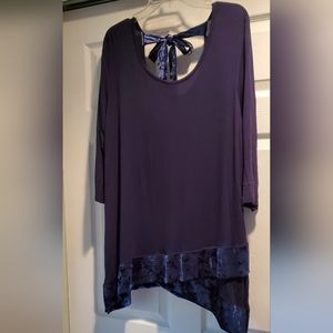 Ladies, navy blue, crushed velvet look, comfy, pants and top.